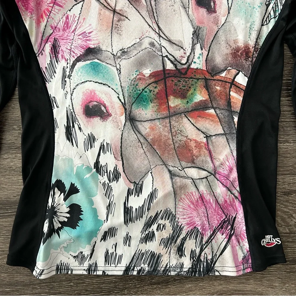 Hot Chillys Sub Print Long Sleeve Base Layer Top Shirt Women’s L Artsy Outdoor - Picture 3 of 7